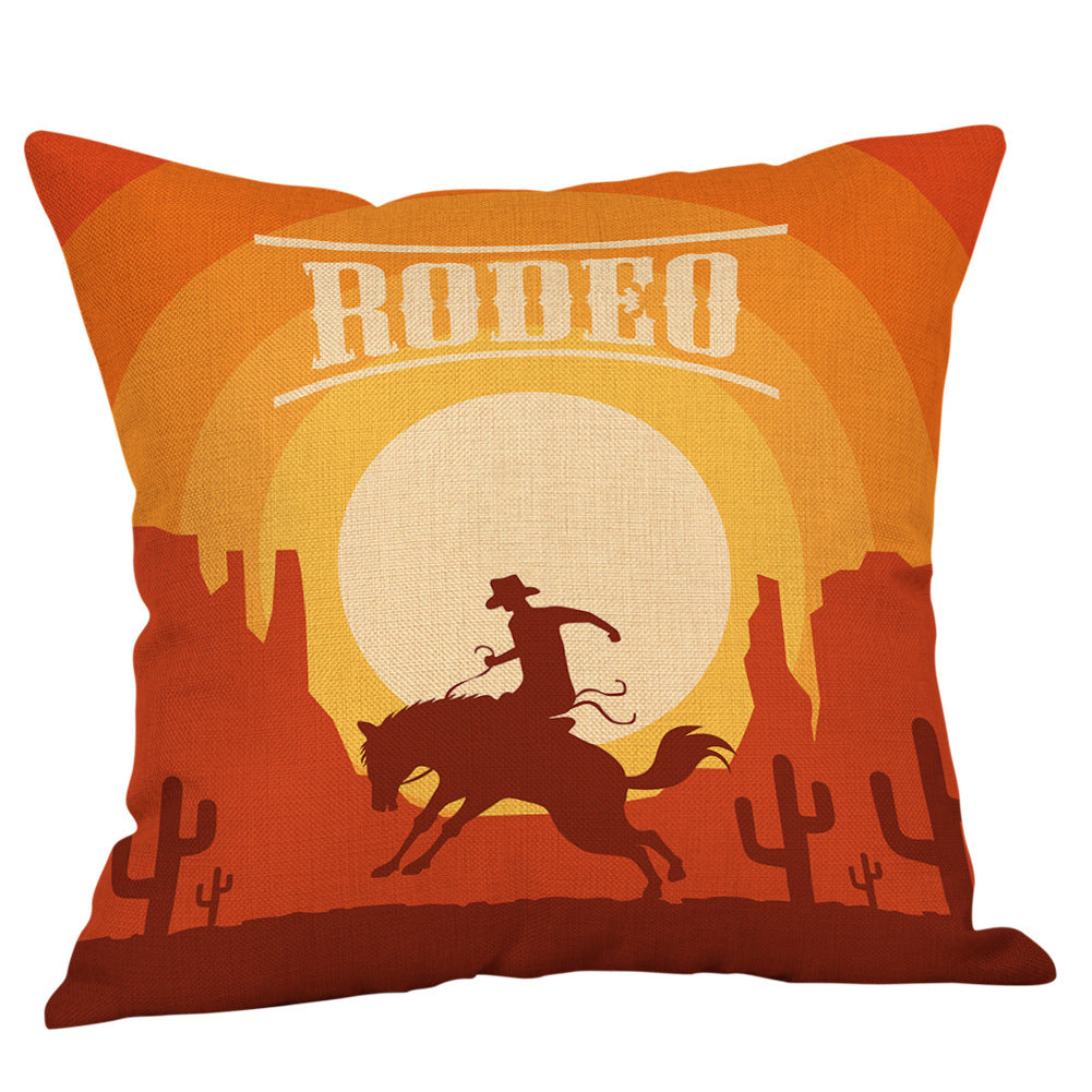 Country western cowboy style linen pillowcase