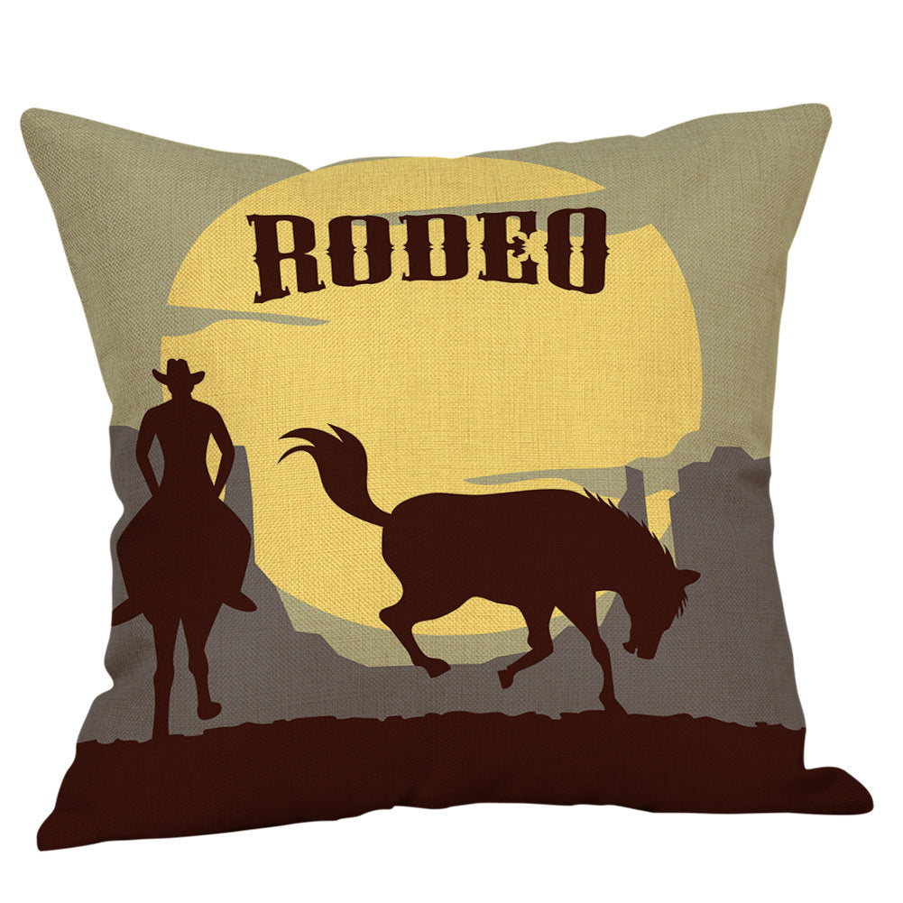 Country western cowboy style linen pillowcase