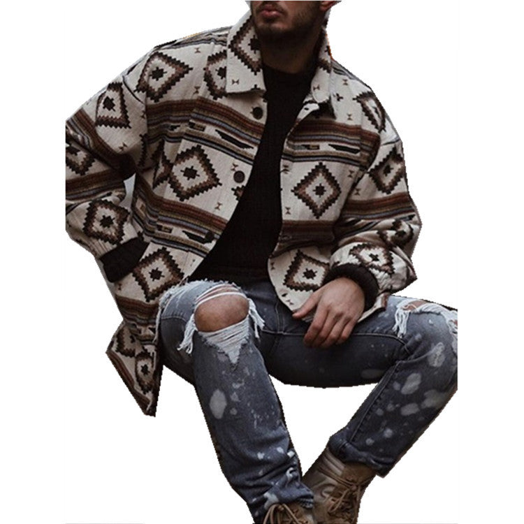 Men´s Youth Lapel Fashion Printed Jacket