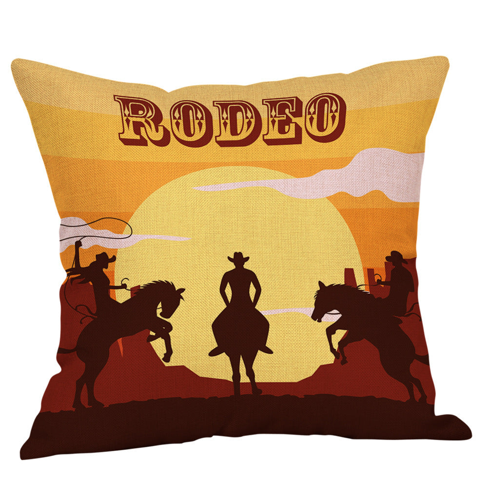 Country western cowboy style linen pillowcase