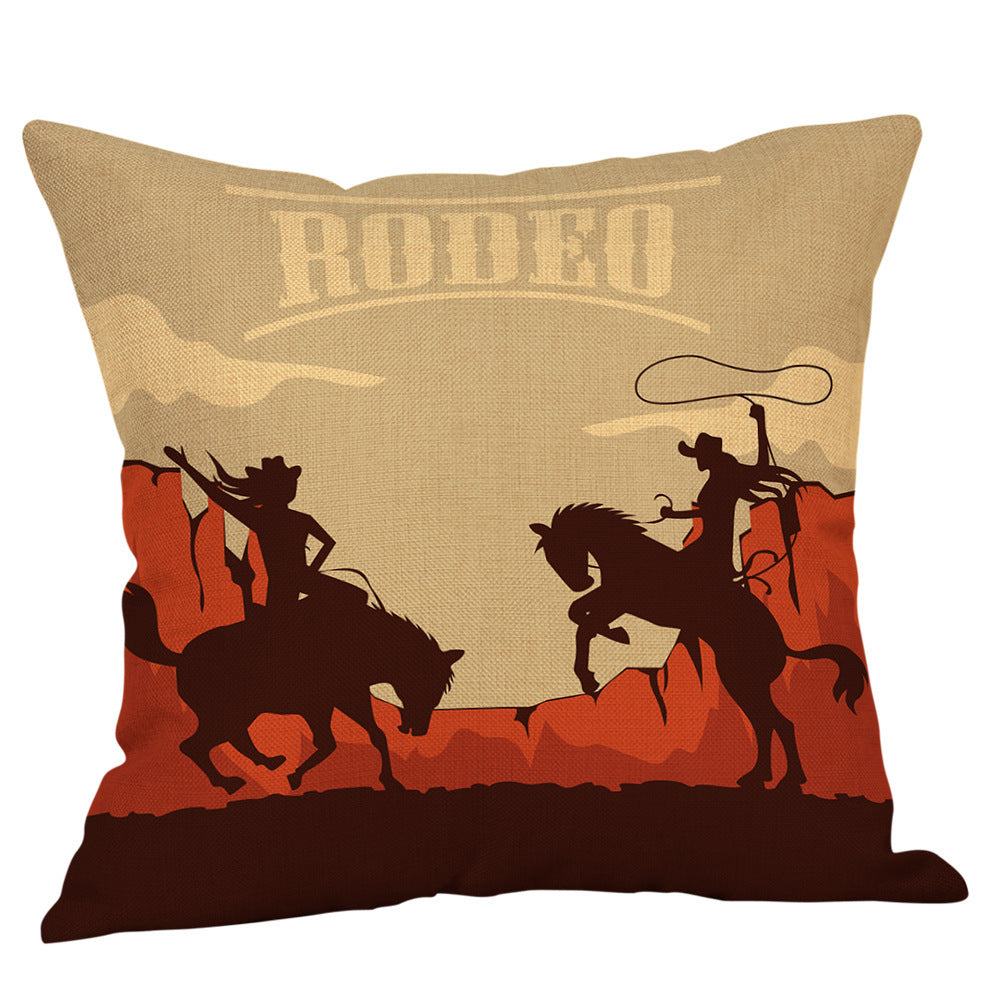 Country western cowboy style linen pillowcase