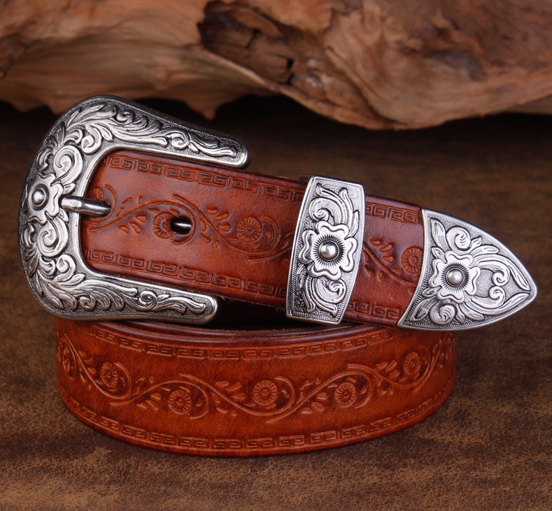 Jeans Belt Head Layer Cowhide Belt