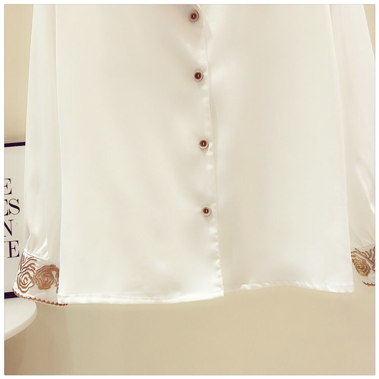 Ladies Western Embroidery Chiffon Long-sleeved Shirt