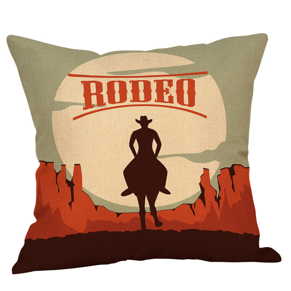 Country western cowboy style linen pillowcase