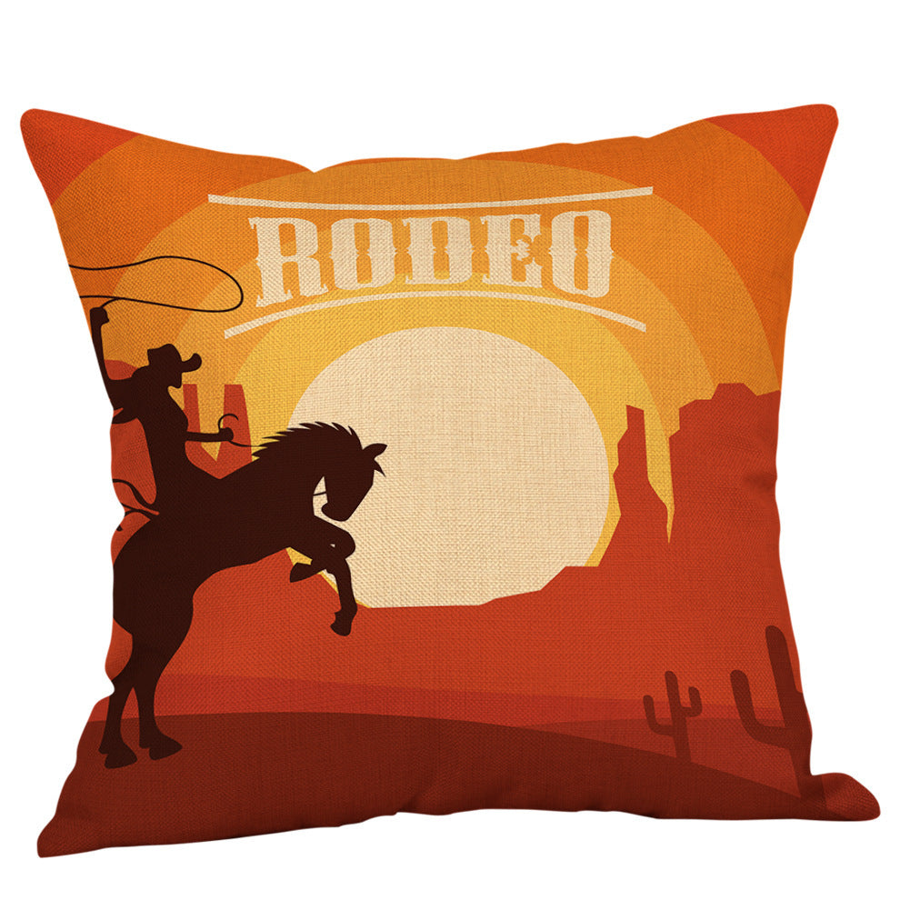 Country western cowboy style linen pillowcase