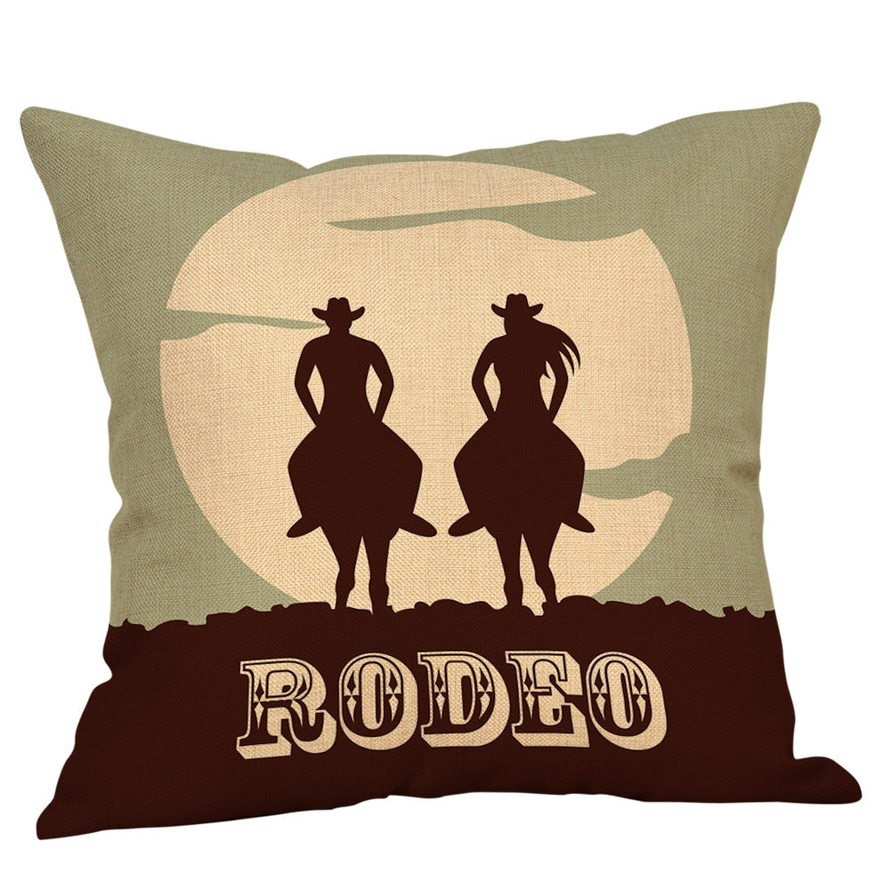 Country western cowboy style linen pillowcase