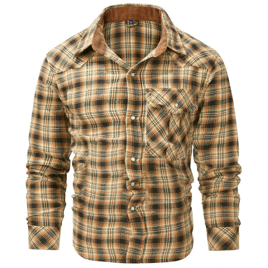 Flannel Retro Western Style Long Sleeve Shirt